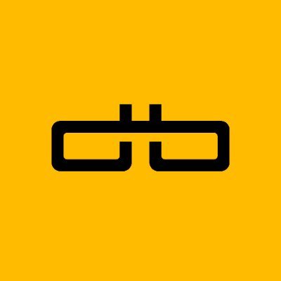 dbrand logo. A mirrored black d on a yellow background.